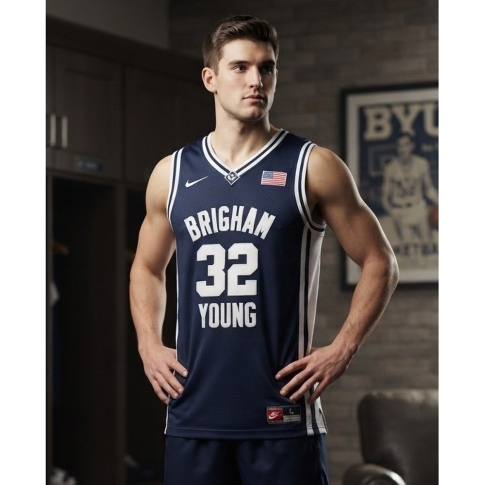 Brigham Young Cougars BYU Jimmer Fredette Nike Baskeball Jersey Men's L Blue #32